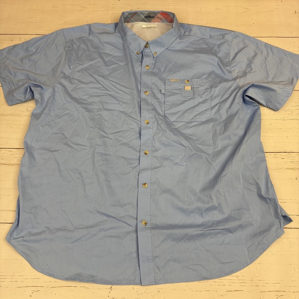 Columbia Polo Shirt Mens 2XL Blue PFG Performance Fishing Short Sleeve - Picture 2 of 11